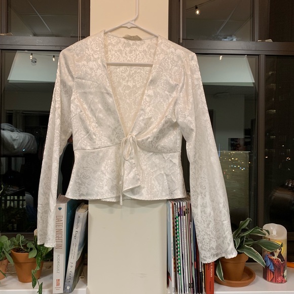 Molly Green Tops - Molly Green White Wrap Top